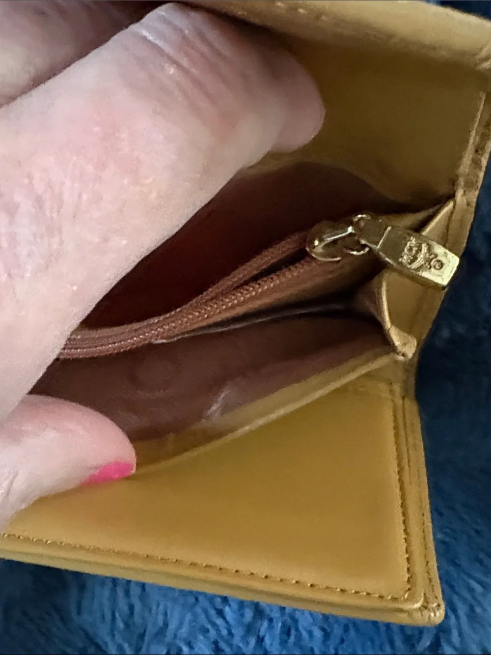 MCM Brown Monogram Trifold Wallet with Pink and Black Stripes